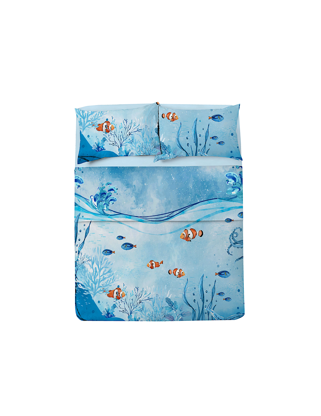 COMPLETO LETTO SINGOLO CORALLI MARINI COTONE