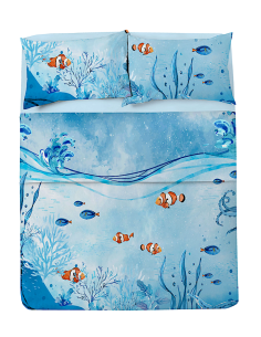 COMPLETO LETTO MATRIMONIALE CORALLI MARINI COTONE