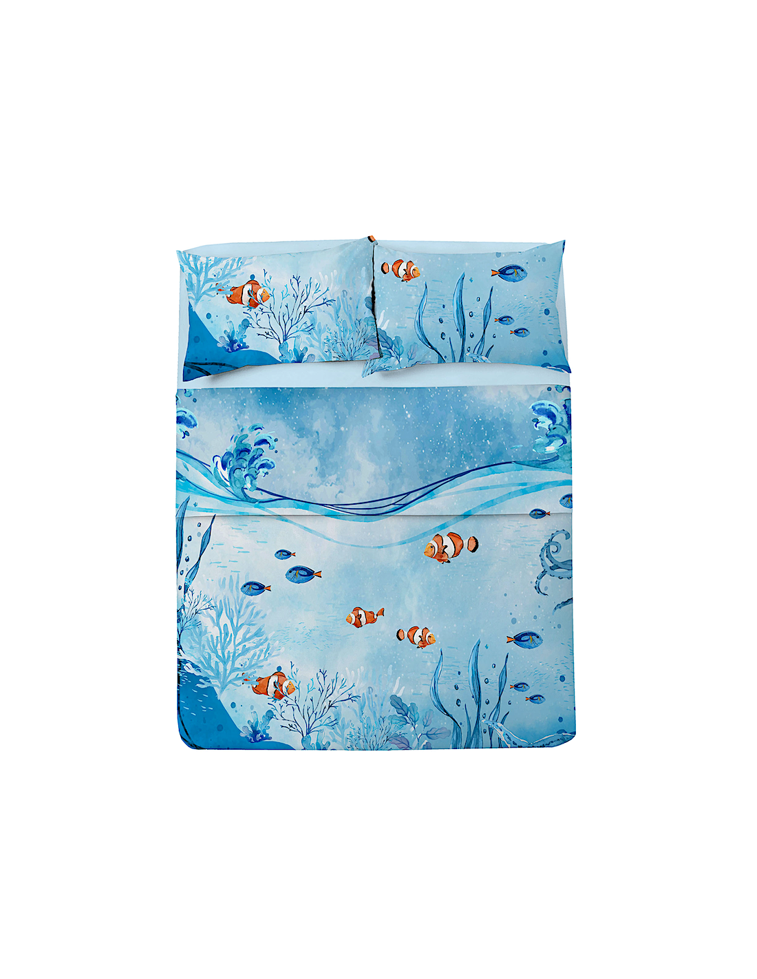 COMPLETO LETTO MATRIMONIALE CORALLI MARINI COTONE