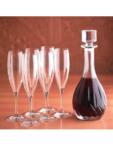 CALICI VINO E SPUMANTE: vendita online Set 6 Flute Champagne RCR Invino 24 cl – Cristallo Luxion Trasparenza e Brillantezza i...