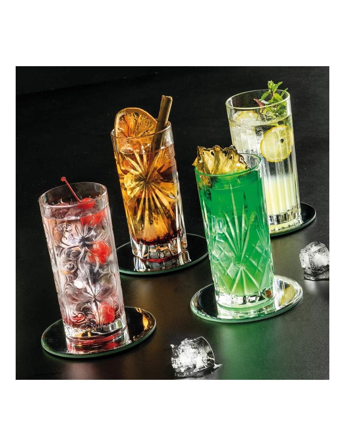 BICCHIERI LIQUORI E BIRRA: vendita online Set 4 Bicchieri RCR Mixology Highball 36 cl – Eco‑Crystal Italiana in offerta