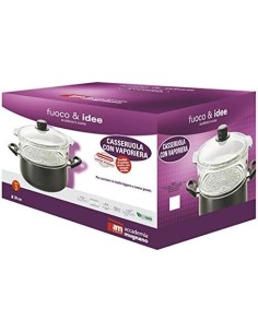 PENTOLE - COPERCHI ANTIADERENTE: vendita online Casseruola Fuoco & Idee 24 cm con Vaporiera in Vetro Borosilicato in offerta