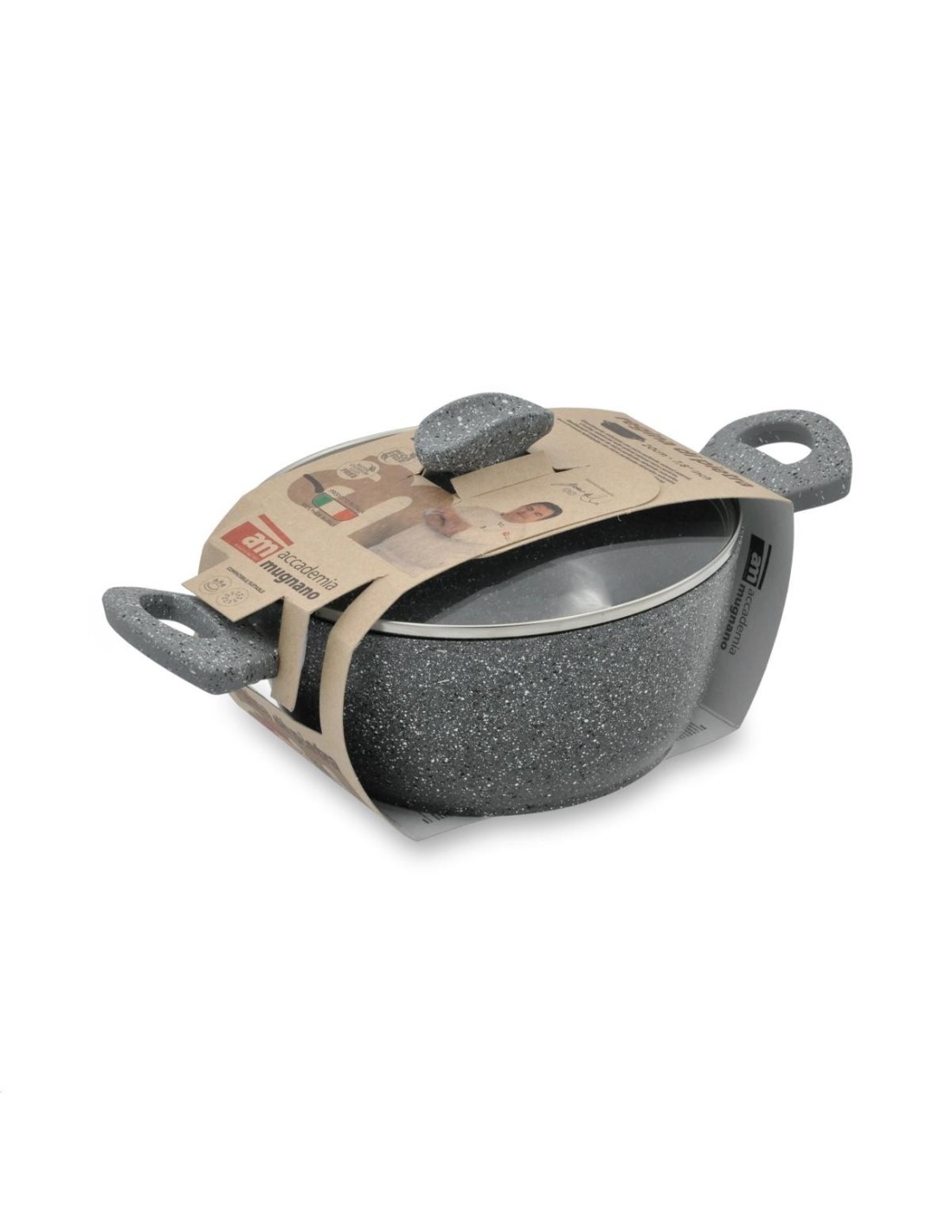 PENTOLE INDUZIONE: vendita online Casseruola Regina di Pietra 20 cm con Coperchio Vetro – Accademia Mugnano Induction in offerta