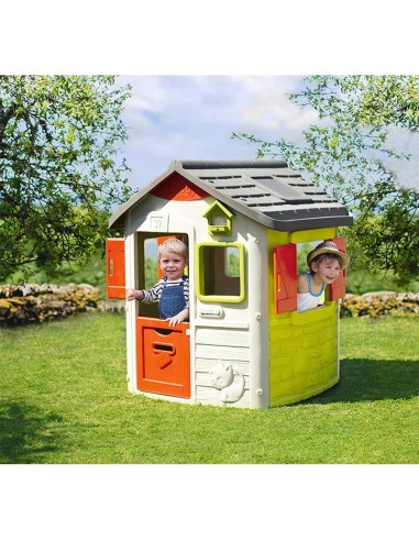 GIOCHI MARE: vendita online Casetta da Giardino Smoby Neo Jura Lodge 115×123×132 cm – 2 Porticine, 2 Finestre e Mangime Uccel...
