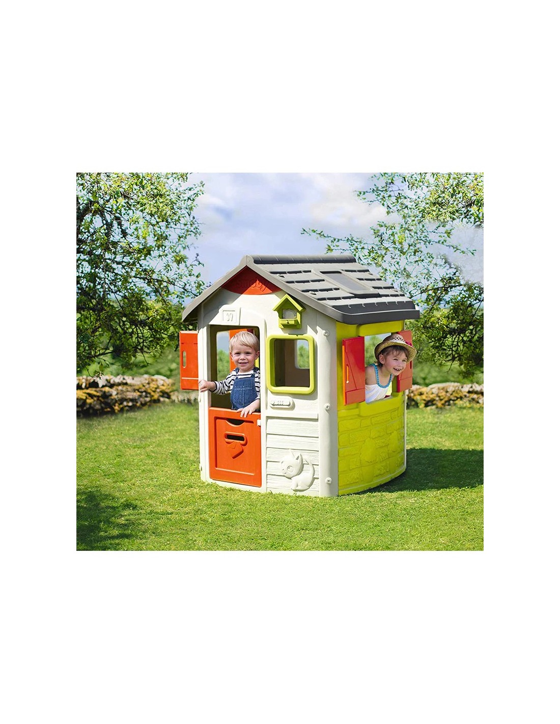 GIOCHI MARE: vendita online Casetta da Giardino Smoby Neo Jura Lodge 115×123×132 cm – 2 Porticine, 2 Finestre e Mangime Uccel...