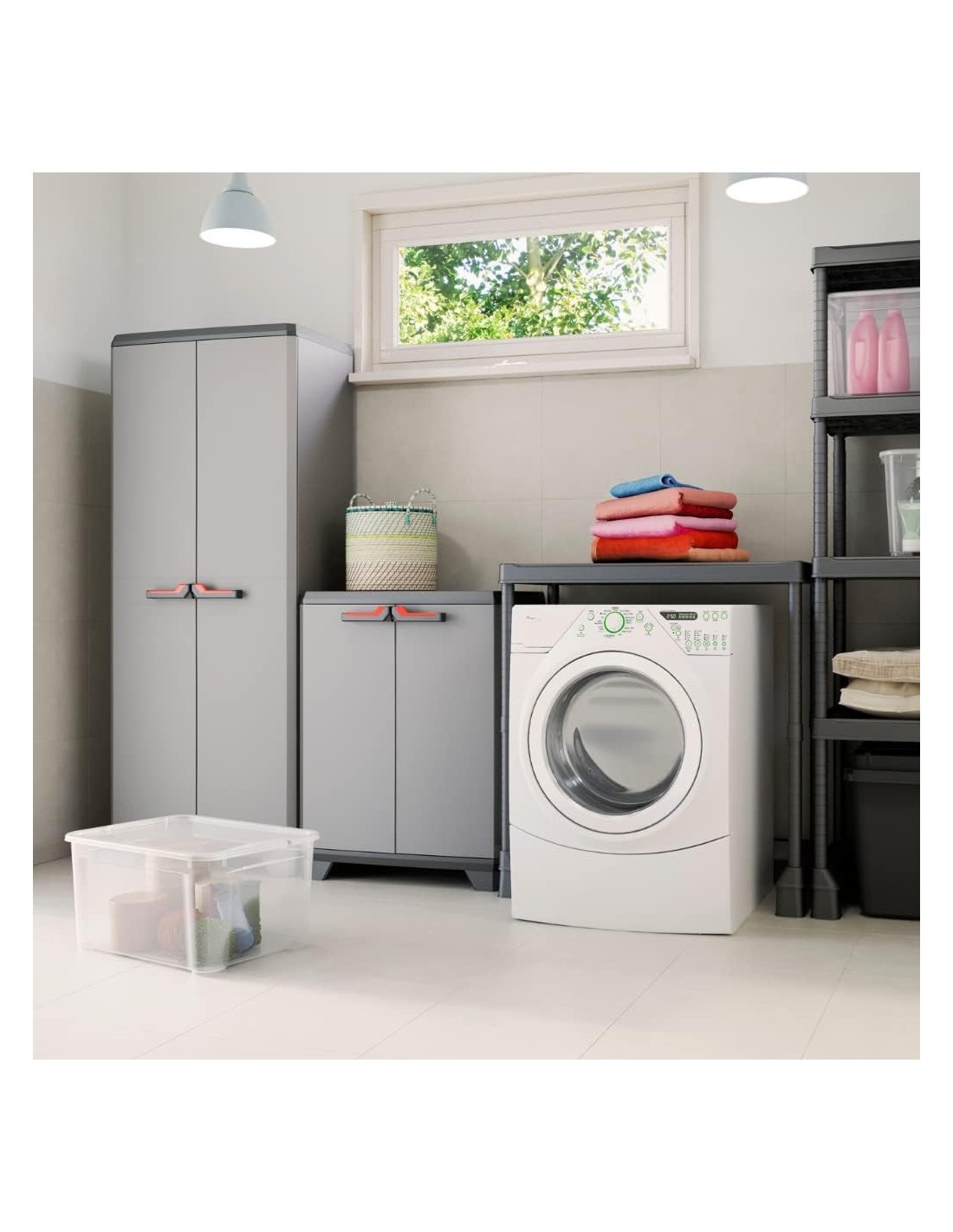 ARMADIETTI: vendita online Keter Stilo Basso Armadio da Esterno 1 Ripiano Regolabile 68×39×90 cm – Resina Anti-UV, Impugnatur...