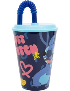 PRESCOLARI: vendita online Bicchiere Disney Stitch 430 ml in Plastica BPA‑Free con Cannuccia Integrata – Ideale per Bambini i...