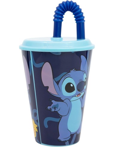 PRESCOLARI: vendita online Bicchiere Disney Stitch 430 ml in Plastica BPA‑Free con Cannuccia Integrata – Ideale per Bambini i...