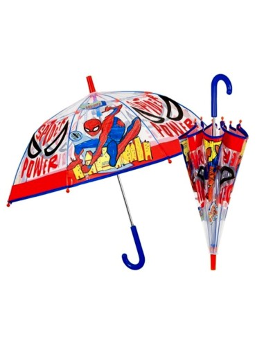 OMBRELLI PIOGGIA: vendita online Ombrello Bambino, Spiderman, Manuale, 45cm, Cupola Trasparente, Antivento, Fibra di Vetro in...