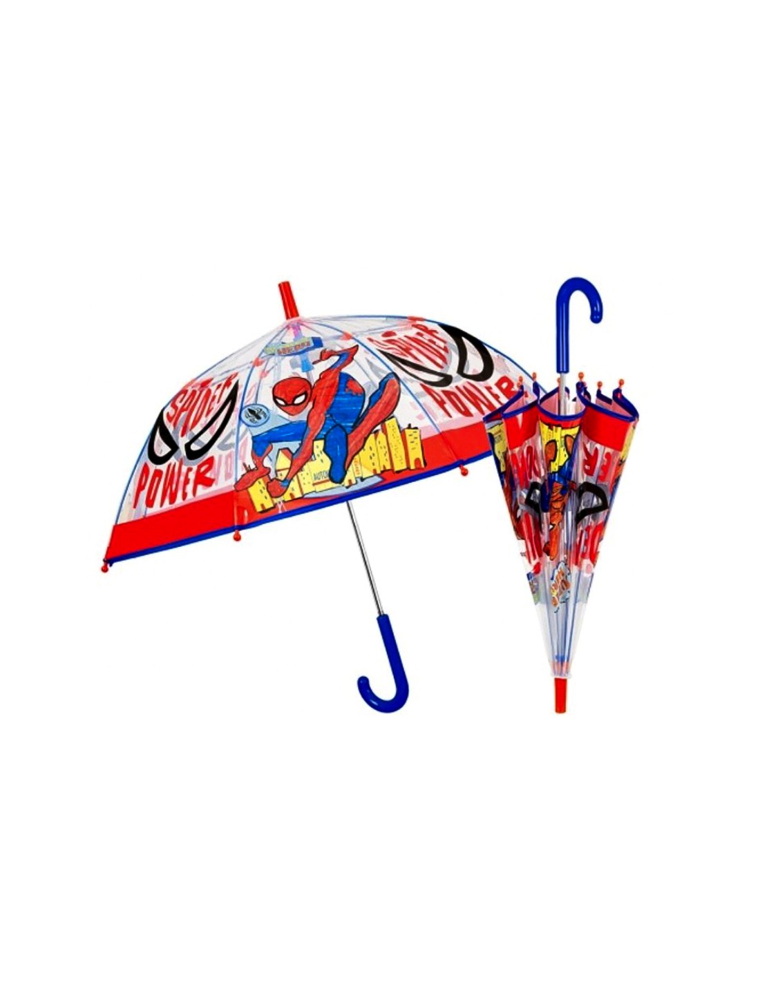 OMBRELLI PIOGGIA: vendita online Ombrello Bambino, Spiderman, Manuale, 45cm, Cupola Trasparente, Antivento, Fibra di Vetro in...