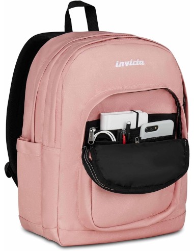 ZAINI: vendita online Zaino scuola Invicta, Jelek, Rosa Scintillante, 34 litri, doppio scomparto, laptop 14", tasche borracci...