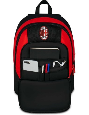 ZAINI: vendita online Zaino scuola Seven, Milan Advanced, Rosso e Nero, 29 litri, doppio scomparto, porta borraccia, scuola e...