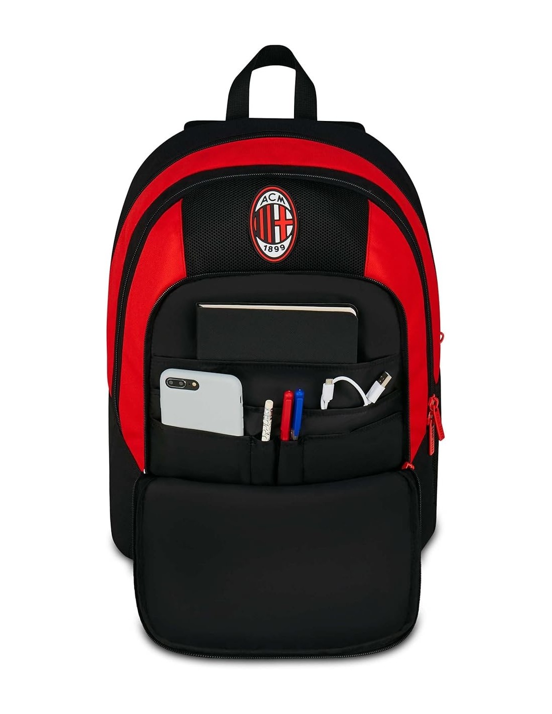 ZAINI: vendita online Zaino scuola Seven, Milan Advanced, Rosso e Nero, 29 litri, doppio scomparto, porta borraccia, scuola e...