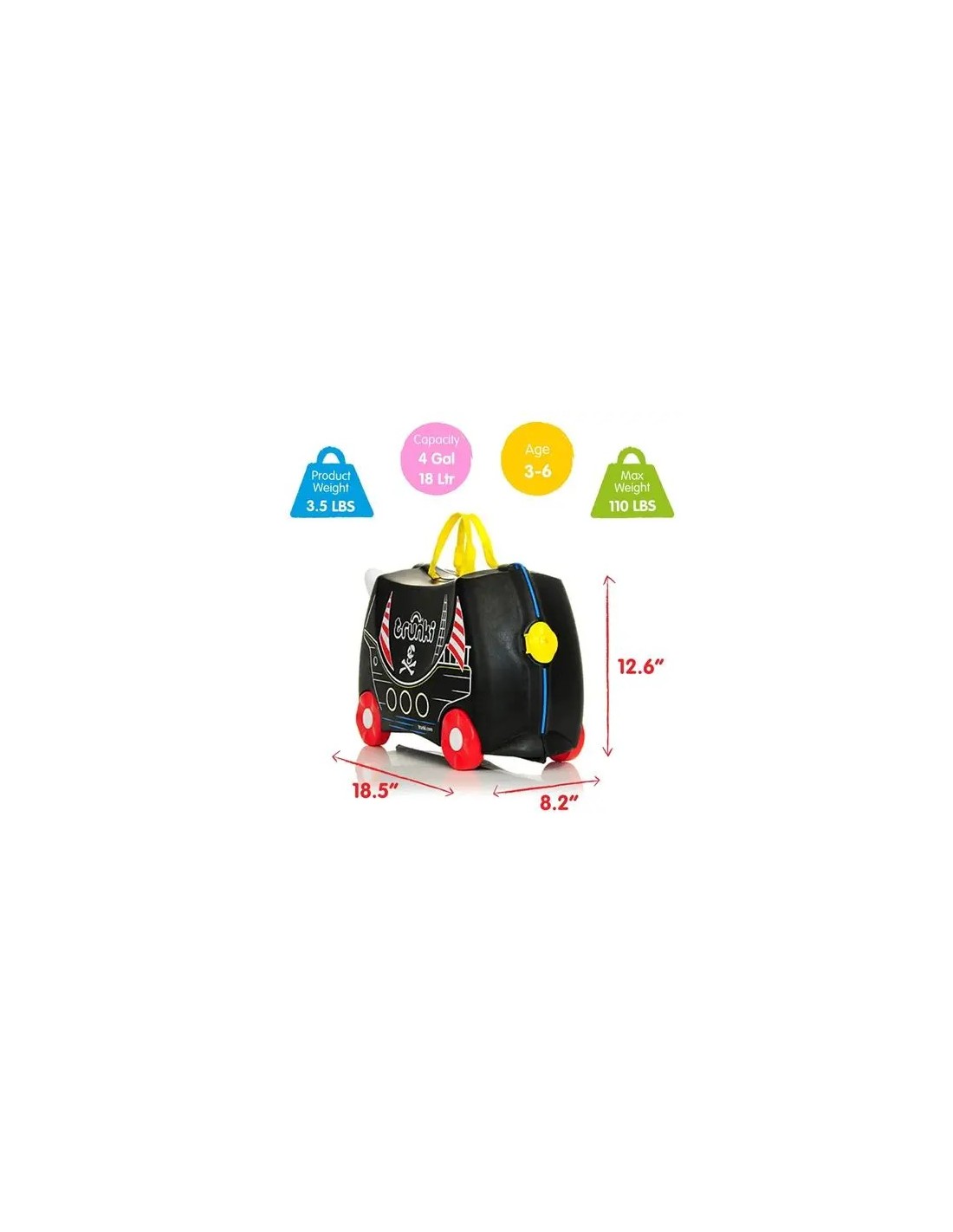 Trunki Pirate Black – Valigia Cavalcabile Pirata per Bambini | Shopincasa