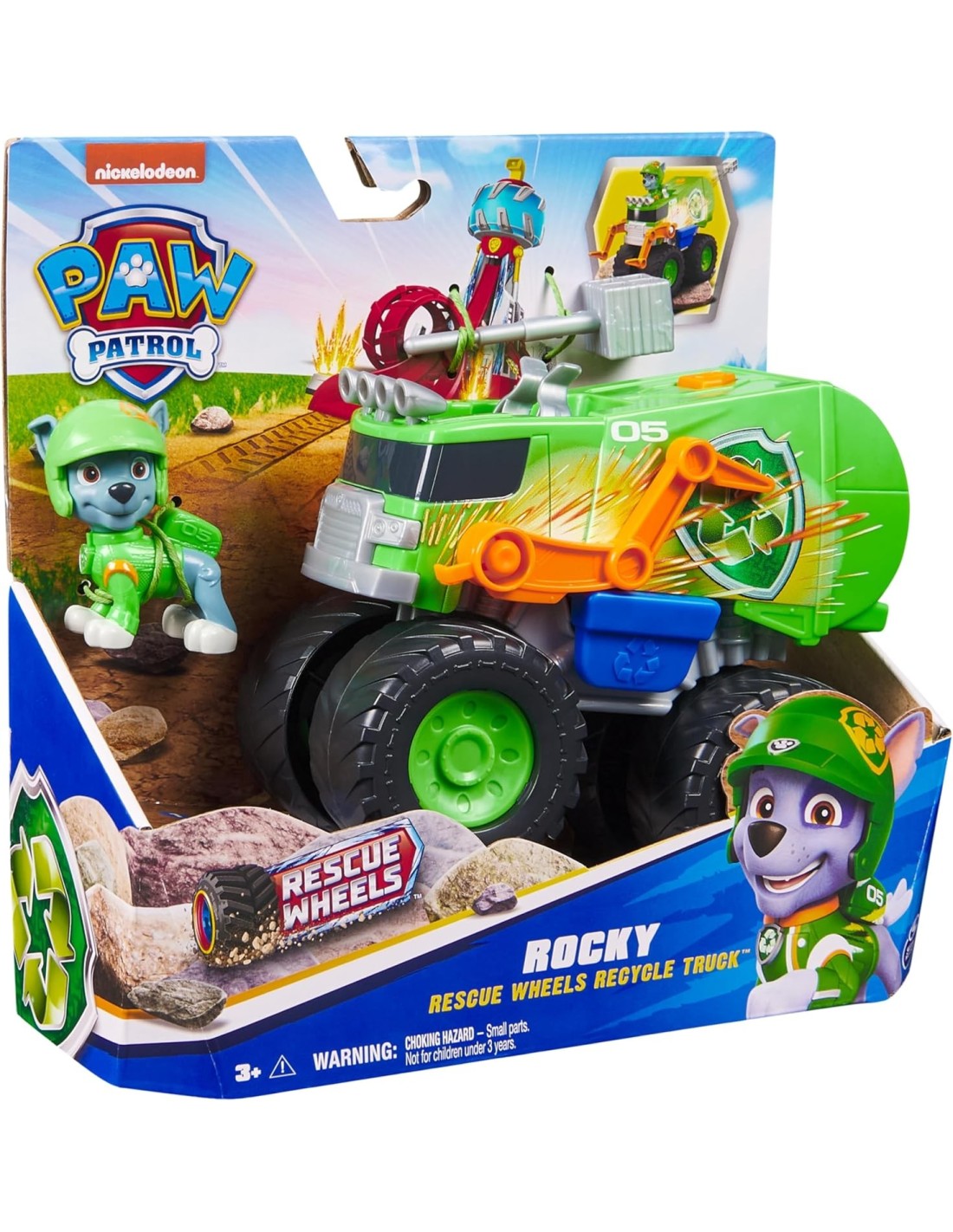 GIOCATTOLO PUBBLICIZZATO: vendita online Paw Patrol Rescue Wheels Rocky Veicolo riciclaggio con Lanciamissili – Spin Master i...