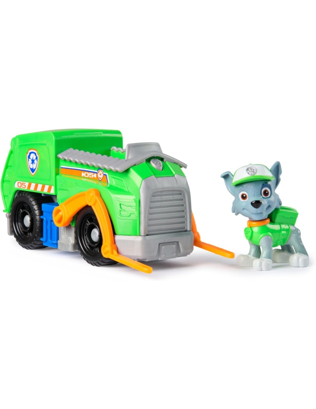GIOCATTOLO PUBBLICIZZATO: vendita online Paw Patrol Rocky Recycle Truck – Veicolo con Forche e Figura 13 cm in offerta