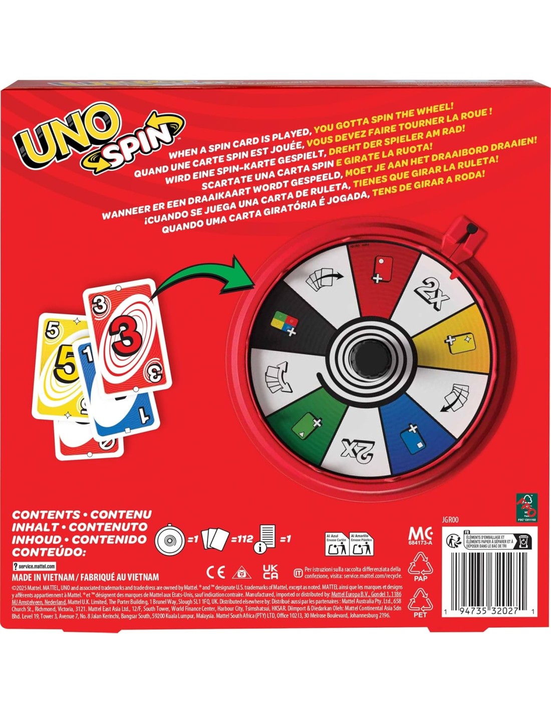 GIOCHI DI SOCIETA'E PUZZLE: vendita online UNO Spin – Gioco di Carte con Ruota a Giro per 2‑10 Giocatori, Età 7+ in offerta