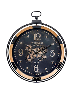 OROLOGI: vendita online Orologio da parete GOUS AMRI, 70x84 cm, nero, MDF e metallo, con ingranaggi mobili in offerta
