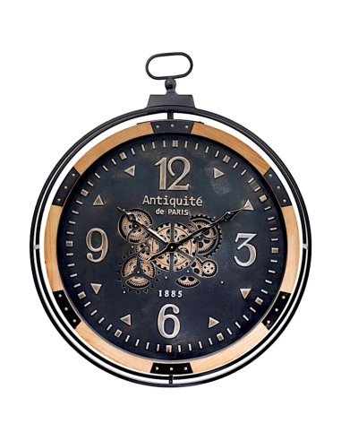 OROLOGI: vendita online Orologio da parete GOUS AMRI, 70x84 cm, nero, MDF e metallo, con ingranaggi mobili in offerta
