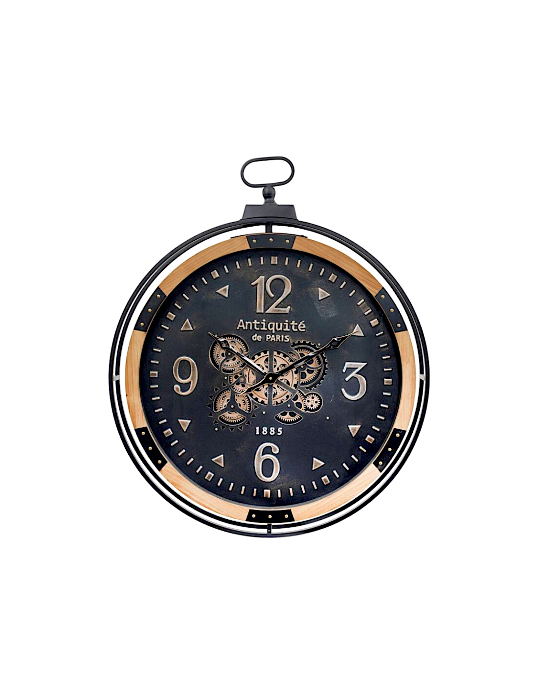 OROLOGI: vendita online Orologio da parete GOUS AMRI, 70x84 cm, nero, MDF e metallo, con ingranaggi mobili in offerta
