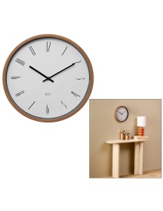 OROLOGI: vendita online Orologio Bratislav, diametro 35 cm, plastica bianca, effetto legno noce, da parete in offerta