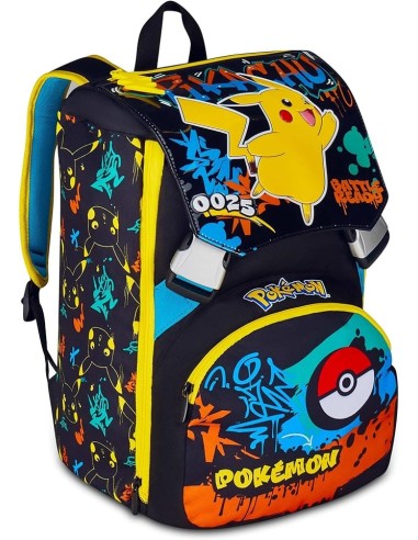ZAINI: vendita online Zaino scuola Seven, Pokémon, doppio scomparto estensibile, 24-27 litri, nero, bambino, scuola elementar...