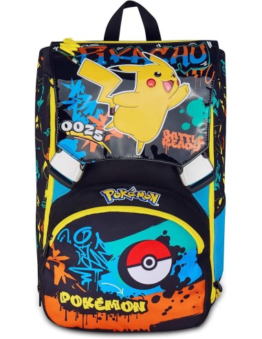 ZAINI: vendita online Zaino scuola Seven, Pokémon, doppio scomparto estensibile, 24-27 litri, nero, bambino, scuola elementar...