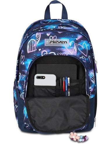 ZAINI: vendita online Seven Zaino Scuola Dual Detach, Viola Fucsia, 32L, Doppio Scomparto con Zainetto Staccabile, Tasca PC i...