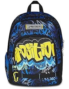 ZAINI: vendita online Seven Zaino Scuola, Dual Detach, Blu Giallo, Doppio Scomparto 32 L, Con Tasca PC, 30x43,5x24 cm in offerta