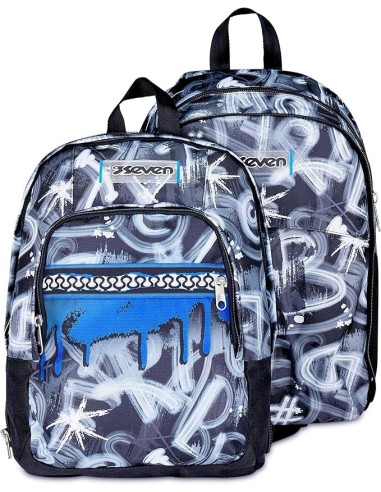 ZAINI: vendita online Seven Zaino Scuola, Dual Detach, Grigio Azzurro, Doppio Scomparto 32 L, Con Tasca PC, Organizer, Zaino,...