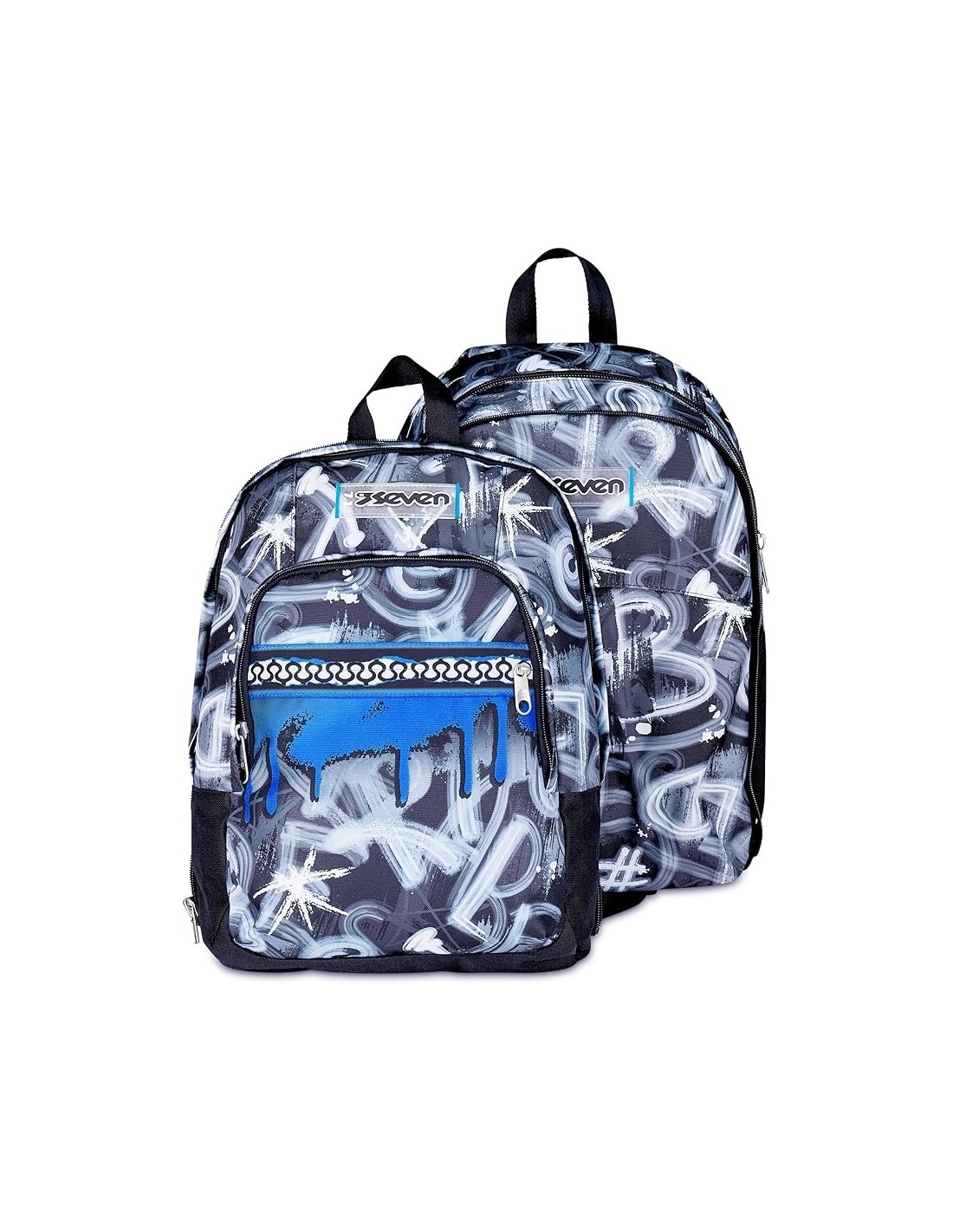 ZAINI: vendita online Seven Zaino Scuola, Dual Detach, Grigio Azzurro, Doppio Scomparto 32 L, Con Tasca PC, Organizer, Zaino,...