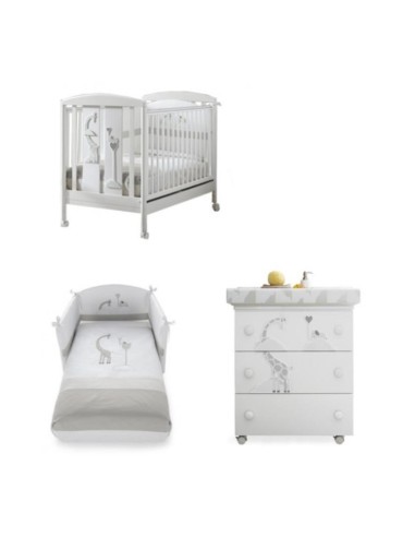 Set Lettino e Bagnetto Pali Savana Bianco Tortora con Piumone | shopincasa.it