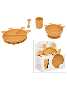 OGGETTISTICA: vendita online Set Pranzo, 4 Pezzi, Giraffa, Silicone, Ocre, Piatto, Ciotola, Bicchiere, Cucchiaio in offerta
