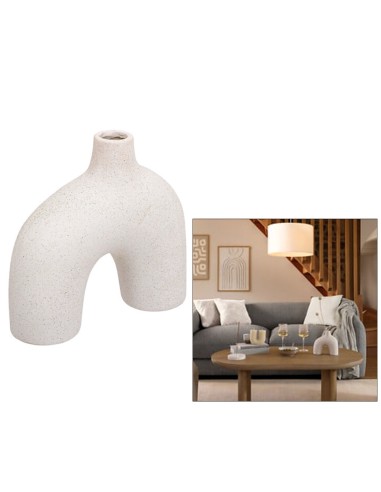 VASI D'ARREDO: vendita online Vaso Asy in Ceramica Sabbiata Bianco, Altezza 18 cm, Design Organico in offerta