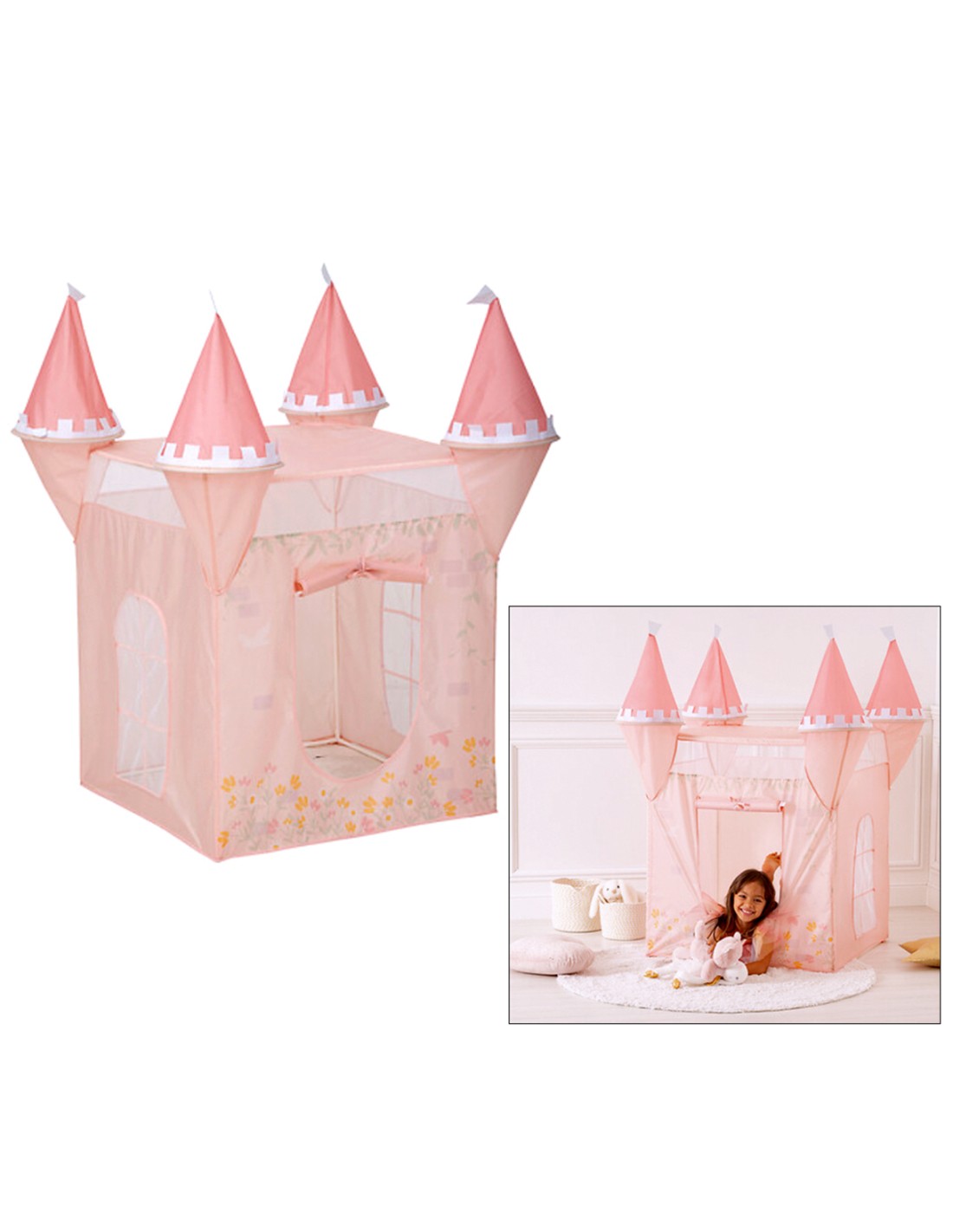 OGGETTISTICA: vendita online Tenda Pop Up, Castello Principessa, 130 x 78 x 78 cm, Rosa, PVC e Poliestere in offerta