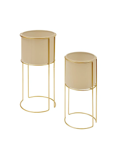 VASI D'ARREDO: vendita online Portavaso, Zigy, Set 2 pezzi, Metallo Dorato, Diametro 28 cm, Altezza 55 cm in offerta