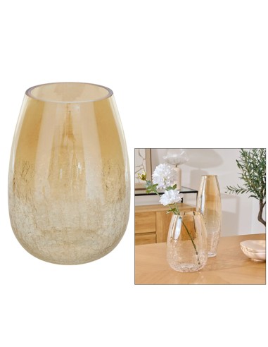 VASI D'ARREDO: vendita online Vaso, vetro craquelé, Alexis, trasparente, D.19 x H.25 cm in offerta