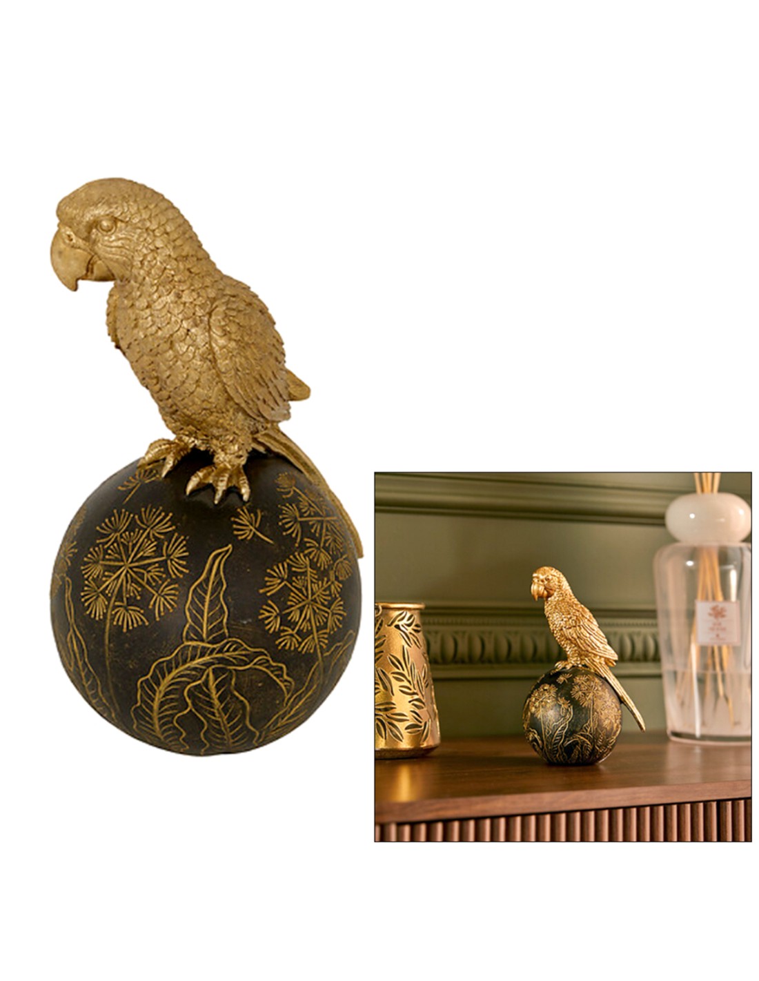 OGGETTISTICA: vendita online Uccellino Decorativo Belli, Resina Dorata, L 12 cm, P 10 cm, H 19 cm in offerta