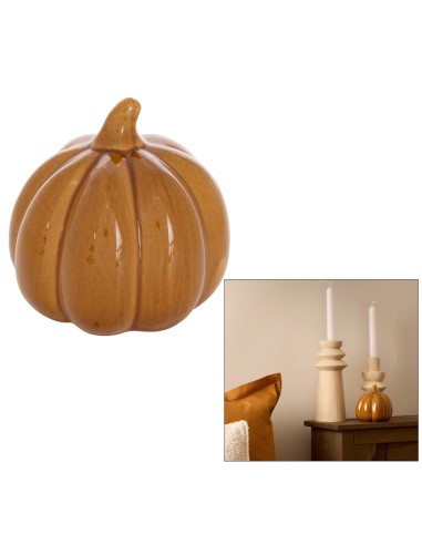 OGGETTISTICA: vendita online Zucca Decorativa Autunno, Ceramica Stoneware, Diametro 10,5 cm, Profondità 10 cm in offerta