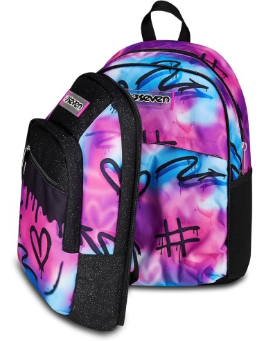 ZAINI: vendita online Seven Zaino Scuola, Dual Detach, Fucsia Azzurro, Doppio Scomparto 32 L, Con Tasca PC, Zaino Ragazza, Sc...