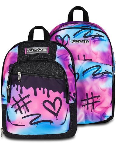 ZAINI: vendita online Seven Zaino Scuola, Dual Detach, Fucsia Azzurro, Doppio Scomparto 32 L, Con Tasca PC, Zaino Ragazza, Sc...