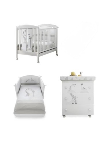 Set Lettino e Bagnetto Pali Savana Bianco Tortora con Piumone | shopincasa.it
