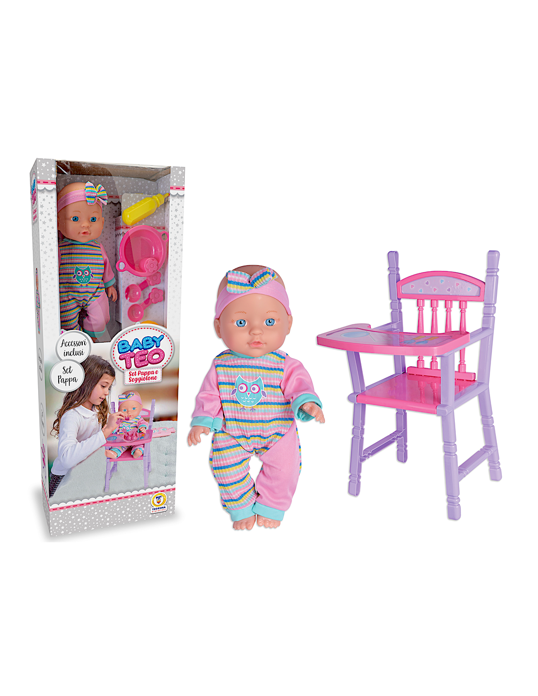 BABY TEO BAMBOLA BEBÈ CON ACCESSORI | shopincasa.it