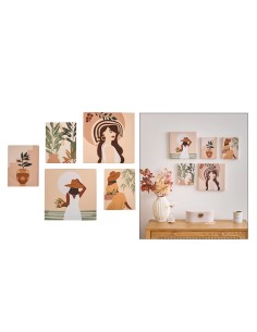 QUADRI E DECORO PARETE: vendita online Set 5 tele stampate, Cynthia, donna, design moderno, MDF, 25 x 25 cm, colori pesca, ar...