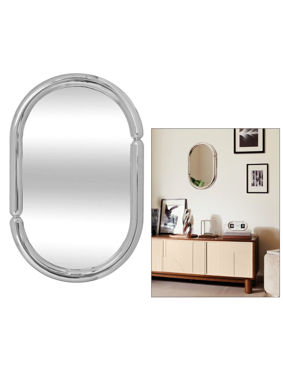 SPECCHI: vendita online Specchio, ovale, cromato, Micaela, 55x35 cm, ATMOSPHERA in offerta