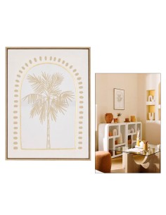 QUADRI E DECORO PARETE: vendita online Tela, 3D, Meryl, palma, bianca, 45x60 cm, effetto alluminio dorato in offerta