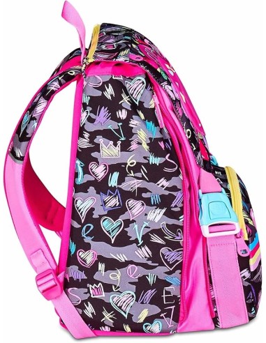 ZAINI: vendita online SJ GANG, STYLE JAM GANG, Zaino Scuola Estensibile Big, Fucsia, Tasca LED Cuore, Tasca Borraccia, 24 L, ...