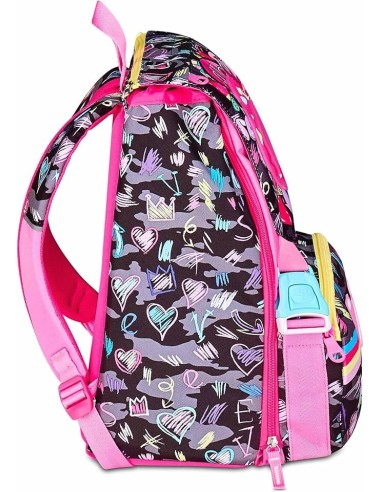 ZAINI: vendita online SJ GANG, STYLE JAM GANG, Zaino Scuola Estensibile Big, Fucsia, Tasca LED Cuore, Tasca Borraccia, 24 L, ...