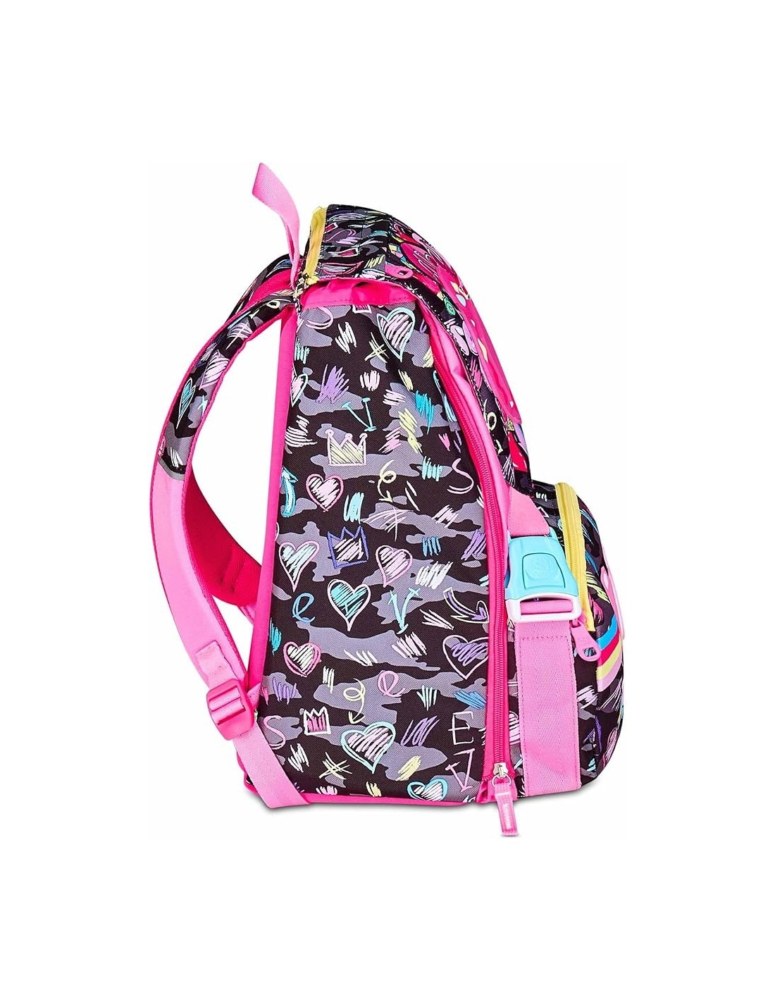 ZAINI: vendita online SJ GANG, STYLE JAM GANG, Zaino Scuola Estensibile Big, Fucsia, Tasca LED Cuore, Tasca Borraccia, 24 L, ...