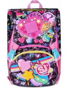 ZAINI: vendita online SJ GANG, STYLE JAM GANG, Zaino Scuola Estensibile Big, Fucsia, Tasca LED Cuore, Tasca Borraccia, 24 L, ...